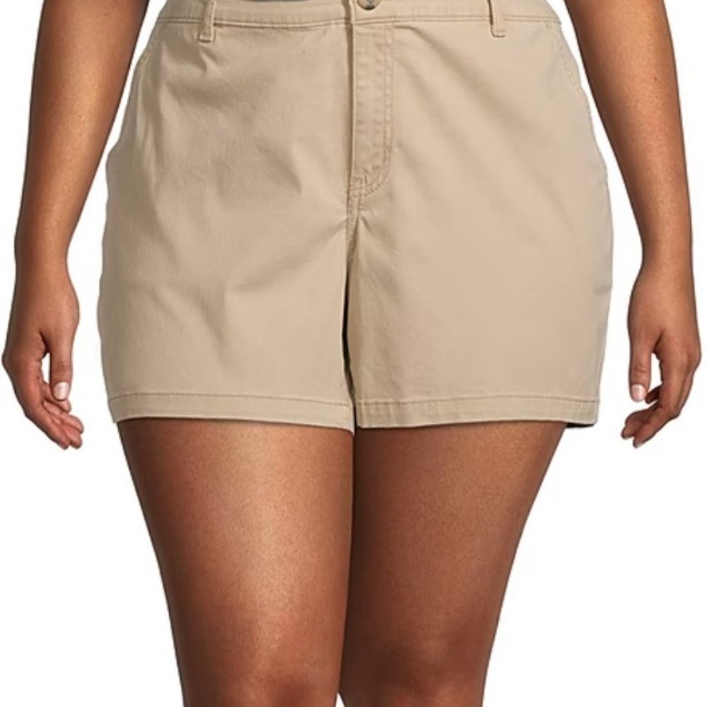 a.n.a. Women's Plus-Size 26 KHAKI 4.5" Mid Rise Flat-front Chino Short
